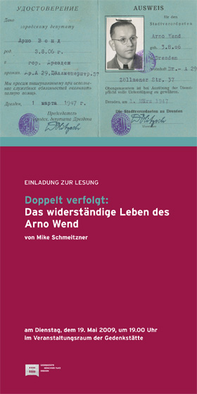weitere Einladungskarte zu Lesung in der Gedenkstätte Münchner Platz Dresden