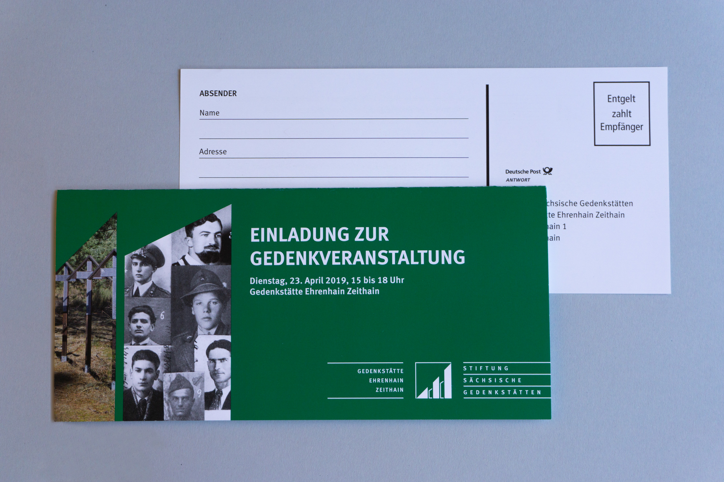 Einladungskarte der Gedenkstätte Münchner Platz DD